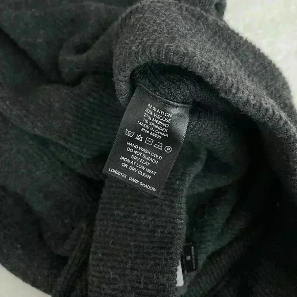 Charcoal Knit Wool High-Waisted Pants Flare Slit Le Ore Comfort Size S - Picture 11 of 11